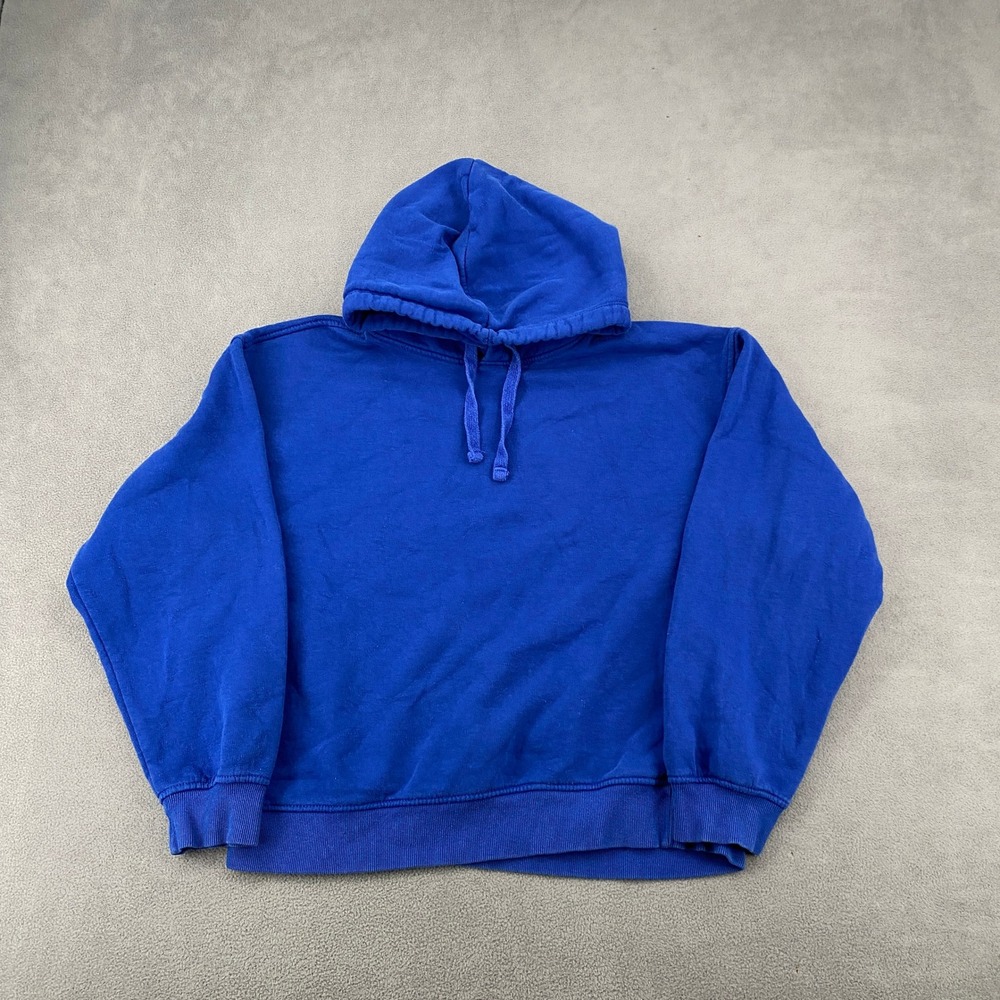 Zara Mens Royal Blue Hooded Sweatshirt Fleece Lined Basic Hoodie Size S 1660/813